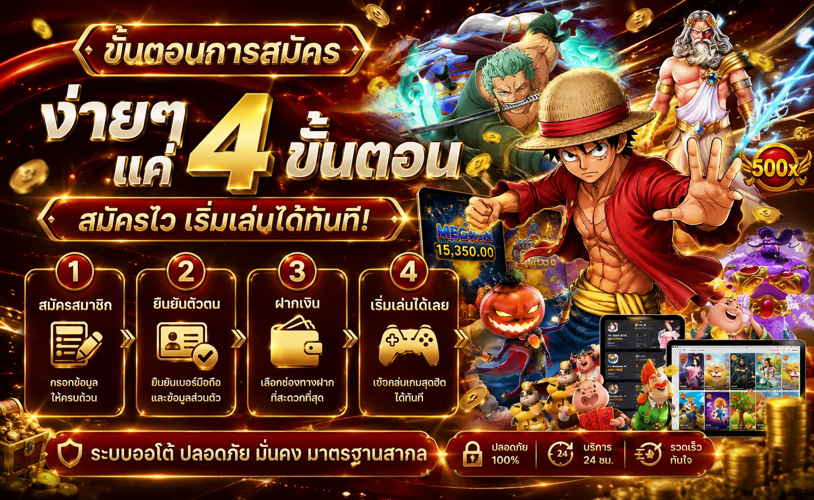 ขั้นตอนสมัครสมาชิก BUFFET-PLAY กรอกเบอร์มือถือและเลขบัญชี